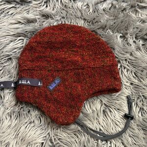 BULA ski snowboard hat with ear flaps and cord one size adult red multi